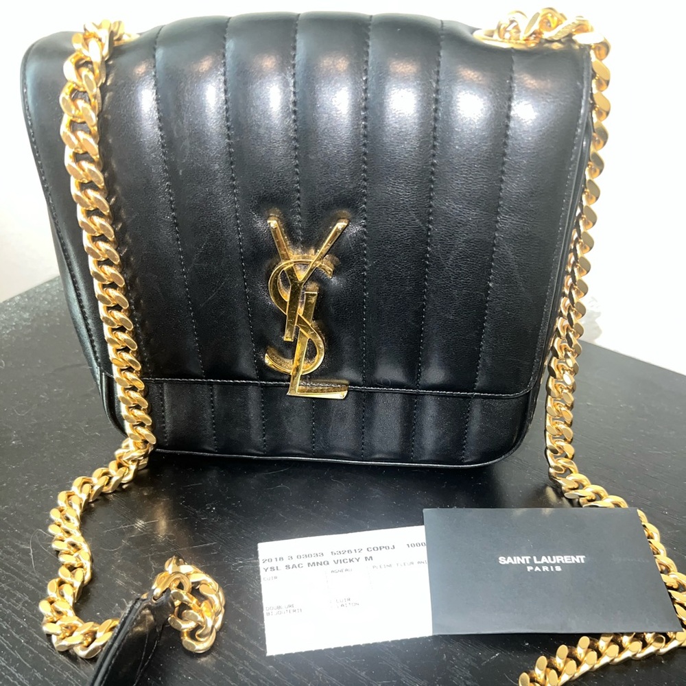 Saint Laurent Lambskin Matelese Monogram Chain Bag
